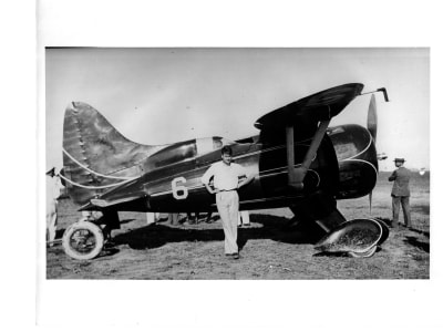 Hall Bulldog at Cleveland OH with Bob Hall on dolly, right side view (variant)